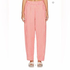 FREE PEOPLE Preppy Gingham Seersucker Trousers Size L
